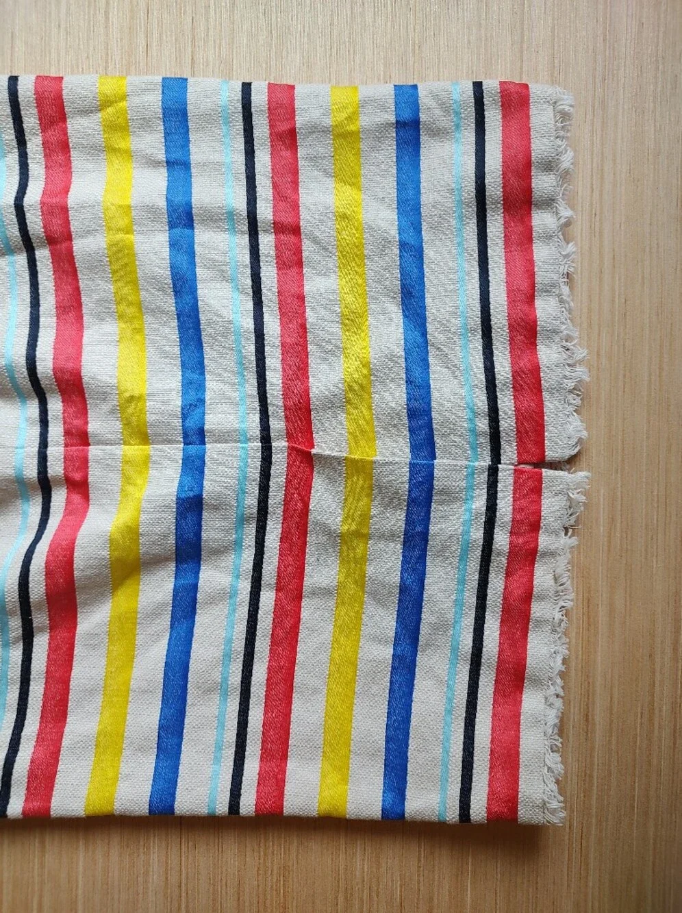 J Crew Striped Pencil Knee Skirt Fringe Red Yellow Blue Cream Lined 4 Back Slit